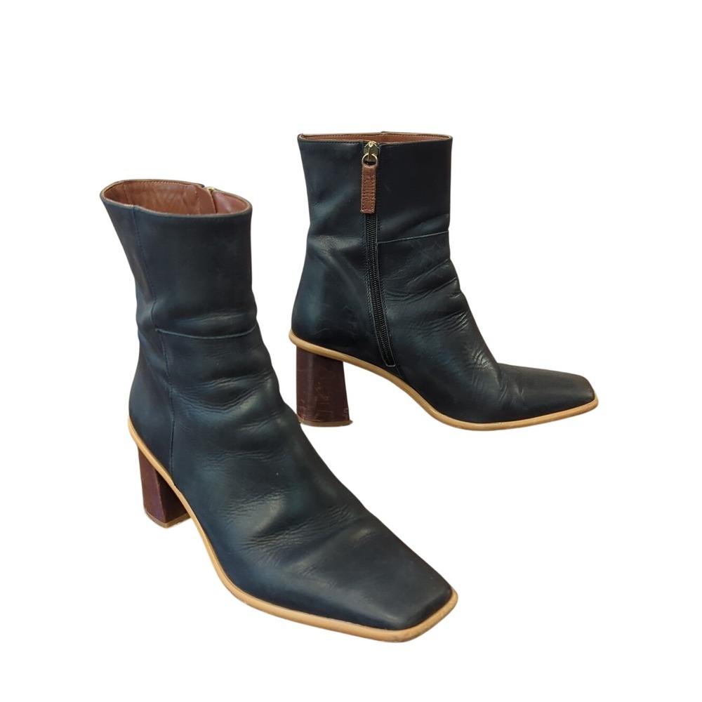 Alohas West Vintage Black Leather Ankle Boots size 40